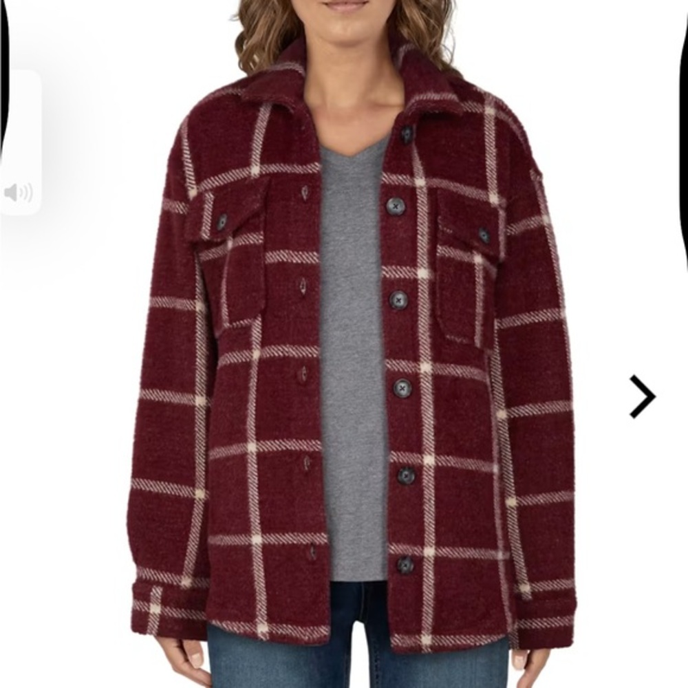Natural Reflections Red and White Teddy Jacket Layering Essential